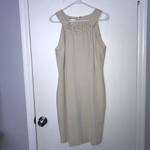 Cream Cocktail Dress with Pearl Accents